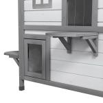 Katthus Utekatthus Vit av Trä för Katter upp till 4,5 kg 2-Vånings Smådjurshus med Trappor och Asfalttak 78 x 55,5 x 91 cm