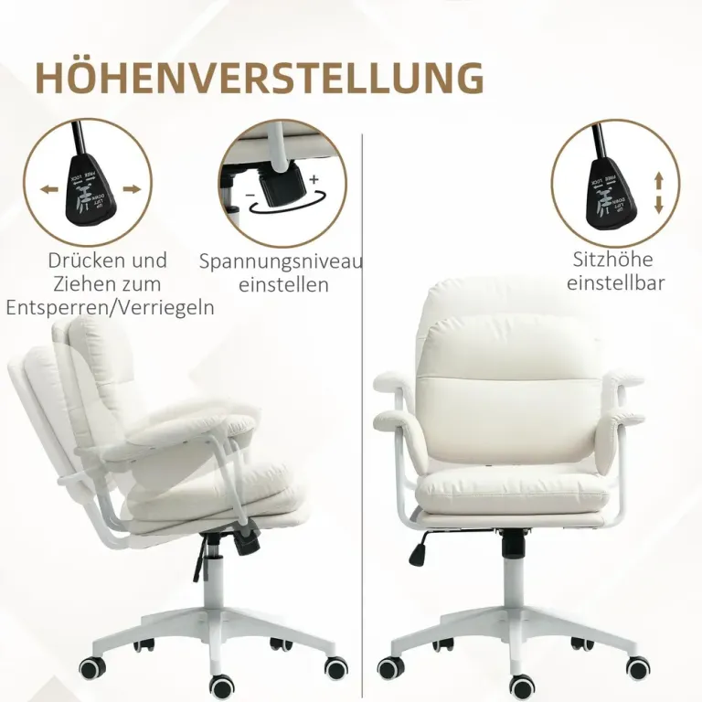 Kontorsstol med Tiltfunktion Vit