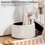Pall Fotpall med Förvaringsutrymme Beige av Manchesterlook för Vardagsrum och Sovrum Rund Pall med Lock 60 x 60 x 41 cm