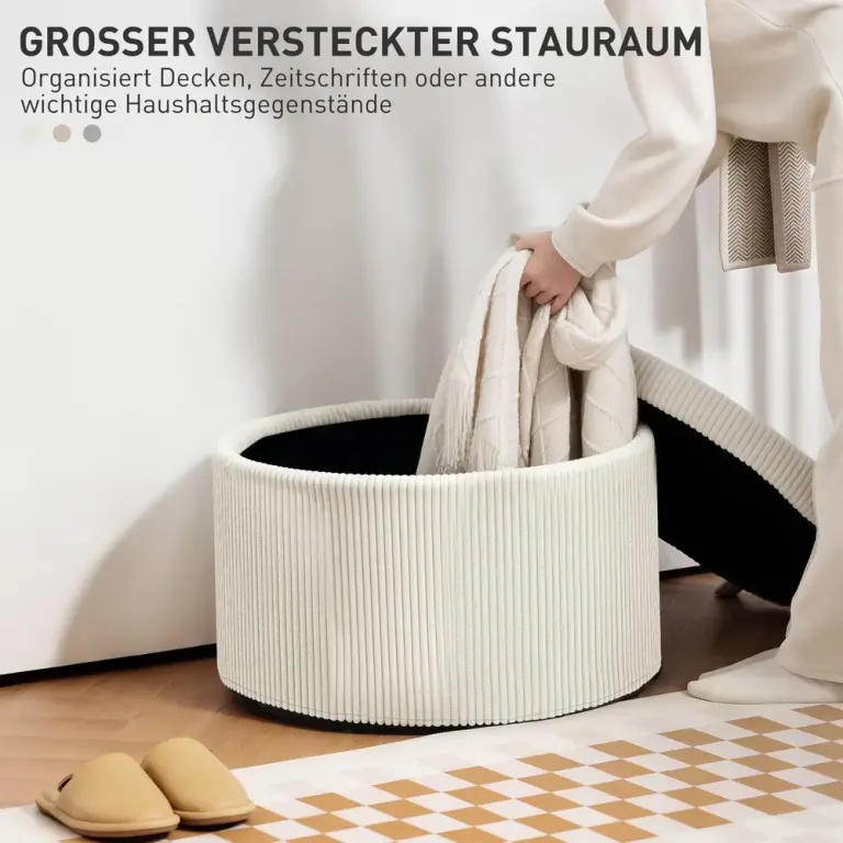 Pall Fotpall med Förvaringsutrymme Beige 60 x 60 x 41 cm
