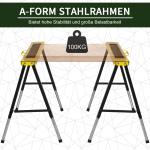 Arbetsbock 2-pack Stabil Gul Svart Stål för Verkstad och Bygge Hopfällbar med Halkskydd Upp till 100 kg 100 x 49 x 62-90 cm