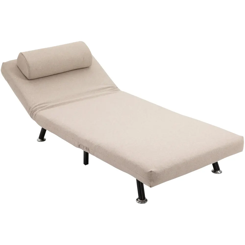 Sovstol Bäddfåtölj Beige av Linnelook och Metall Hopfällbar