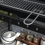 Kolgrill BBQ Rökare med Hjul Svart av Metall och Trä för Camping och Terrass Mobil Grillvagn med Hylla 103 x 47 x 95 cm