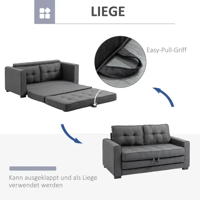 Bäddsoffa 2-Sits i Linnetyg Kompakt 147,5 x 75 x 85 cm