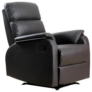 Justerbar TV-Fåtölj i Konstläder, Bekväm Relaxstol med Ergonomiskt Ryggstöd, Stilren Vilostol för Vardagsrum, Brun, 75 x 92 x 99 cm