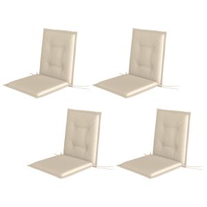 Stolsdynor Sittdynor Set med 4 Beige av Tyg för Trädgårdsmöbler och Matstolar Dyna med Knytband 108 x 50 x 5 cm