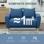 Soffa Loveseat 2-Sits Liten Soffa Blå av Sammet och Trä för Vardagsrum Modern Stoppad Soffa med Djupa Säten 133 x 73 x 81 cm