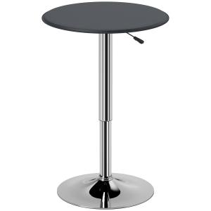 Barbord, Höjdjusterbart, Konstläderfodral, Vintage Design, Svart + Silver
