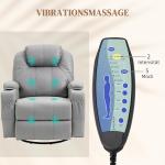 Massagestol med Ståhjälp Grå av Tyg och Metall för Vardagsrum Amningsstol med 8 Vibrationsmotorer inklusive Fjärrkontroll Bekväm