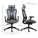 Kontorsstol Skrivbordsstol Grå av Mesh och Metall för Bekvämt Arbete och Avkoppling Ergonomisk med Fällbar Funktion