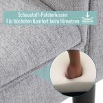 Elegant Sittbänk med Rullade Armstöd, Klädd Bänk i Linnetyg för Hall och Sovrum, Klassisk Design med Träben, Ljusgrå