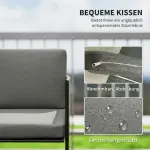 Trädgårdsmöbelset i Polyrattan Loungeset med Soffa, Fåtölj och Bord med Kuddar, Brun+Mörkgrå, 116x60x69 cm