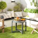 Runt Trädgårdssidobord i Aluminium, Balkongbord med Marmor Look, Grå