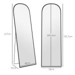 Helfigursspegel Stående Spegel Svart av Aluminiumlegering för Vardagsrum och Sovrum 161,5 x 50 cm