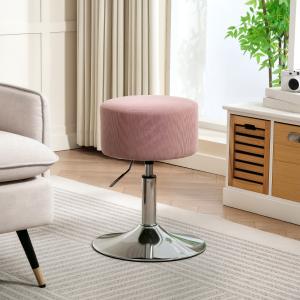 Höjdjusterbar Stoppad Barpall med Metallram, Manchesterlook, 360° Roterbar, Rosa