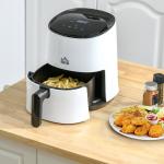 Varmluftsfritös med 7 Program, Kompakt Airfryer för Hälsosam Matlagning, LCD-Display och Non-Stick Korg, Vit/Svart, 33,9 x 24,9 x 29,9 cm, 2,5 l