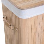 Tvättkorg Tvättlåda Natur Bambu och Tyg Vikbar med Lock och Canvaspåse 72 L 40 X 30 X 60 Cm