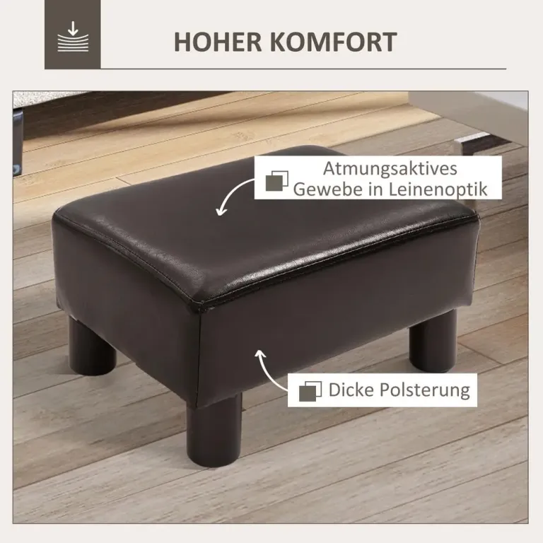 Fotpall Ottoman Kaffebrun av Konstläder och Trä