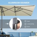 Dubbelparasoll Marknadsparasoll med Vev Krämvit av Aluminium ve Polyester för Balkong ve Terrass Solskydd UV50+ 451 x 264 cm