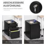 Rullcontainer Mobilt Arkivskåp 3 Lådor Kontorsskåp Stål för Hemmakontor Svart 39 X 48 X 59 Cm
