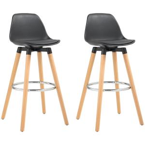 Barstolar 2-pack i Skandidesign med Fotstöd för Kök och Bar Ergonomisk och Modern Natur och Svart Trä 43 x 43 x 91 cm
