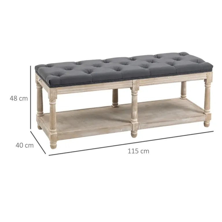 Skobänk Förvaringsbänk Grå av Linnelook 115 x 40 x 48 cm