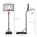 Flyttbar Basketkorg för Utomhusbruk, Höjdjusterbart Basketställ på Hjul, Robust Konstruktion för Spel på Uppfarten, Svart, 260-310 cm
