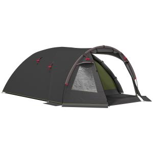Tält för 4 Personer Vattentätt och Stabilt med UV 50+ Skydd för Camping och Utomhus Hållbar och Säker Svart Polyester och Glasfiber