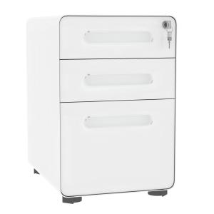 Rullcontainer Arkivskåp Kontorscontainer 3 Lådor Stål Vit 39 X 48 X 59 Cm