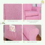 Barnfåtölj med Fotpall i Rosa, Bekväm Minisoffa för Barn 3-5 År, Ergonomisk Sittplats med Justerbart Ryggstöd, Rosa, 58 x 53 x 70 cm