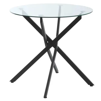Matbord i Glas Köksbord med Härdat Glasskiva 80 cm, Svart