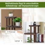 Blomtrappa i Trä med 4 Hyllplan, Dekorativ Växthylla för Inomhus och Utomhus, Platsbesparande Blomställning för Krukor, Förkolnat Trä, 123,5 x 33 x 80 cm
