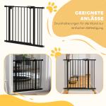 Säkerhetsgrind för Hundar och Husdjur med Justerbar Bredd för Hemmet Hållbar och Stabil Svart Metall och Plast 74–87 cm