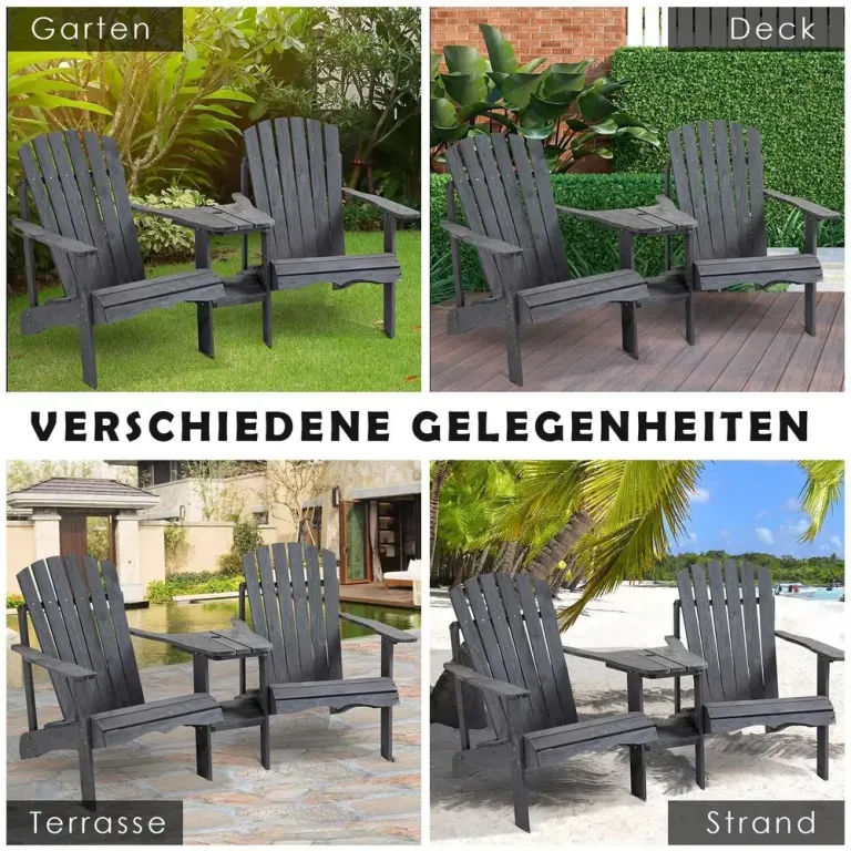 Adirondackstolar med Bord 3 Delar 170 x 87 x 92 cm