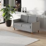 2-Sitsig Soffa i Linnetyg, Modern Loungesoffa med Avtagbara Kuddar, Bekväm Sittplats för Vardagsrum, Ljusgrå, 141 x 65 x 78 cm