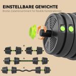 Hantelset 30 kg Justerbart Grön Plast och Cement för Hemmagym Komplett Viktsats för Styrketräning med Stång och Lås Ergonomiskt Grepp Effektiv
