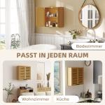 Väggskåp Badrum Naturfärgad Bambu för Badrum och Kök Hängande Skåp med Ribbade Dörrar och Justerbar Hylla 60x20x60 cm