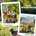Hundvagn Dog Buggy Hopfällbar för Hundar och Katter upp till 30 kg, Brun, 110x65x102 cm