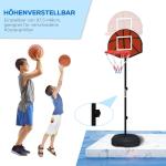 Basketkorg Basketstativ Svart Röd av Metall och Plast för Inomhus och Utomhusbruk Höjdjusterbar med Stativ 129-179 cm
