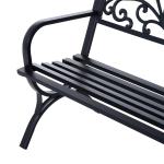 Trädgårdsbänk Parkbänk Svart Metall för Trädgård Terrass och Balkong 2-Sits Väderbeständig och Robust 127 X 60 X 85 Cm