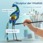 Trädgårdsfigur Påfågel Flerfärgad av Metall för Balkong och Terrass Väderbeständig Skulptur Dekorativ Utomhusprydnad 59 cm
