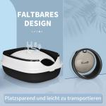 Kattlåda Kattsandlåda Vit Svart av Plast för Katter upp till 5 kg Stor med Deodorant och Golvgaller 52 x 41 x 38 cm