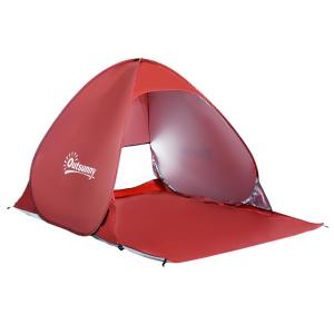 Strandskydd Pop Up-Tält Automatiskt Polyester för Strand och Camping Rött 200 X 150 X 119 Cm