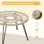 Trädgårdsmöbler Matgrupp Beige av Polyester och Rotting för Trädgård och Terrass 5 Delar med Matbord och 4 Stolar