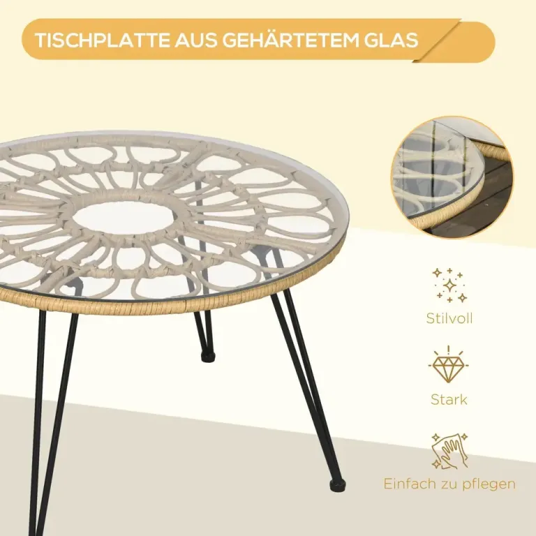 Trädgårdsmöbler Matgrupp Beige av Polyester och Rotting 5