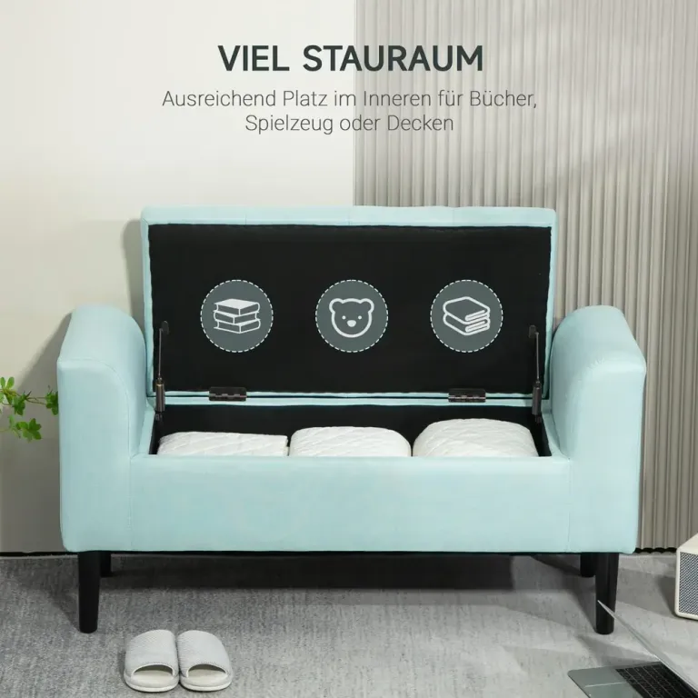 Bänk Förvaringsbänk Grön av Polyester 100 x 40 x 44 cm