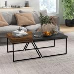 Soffbordsset med 2 Sidobord, Industriell Design, Stålstomme, Trä/Svart