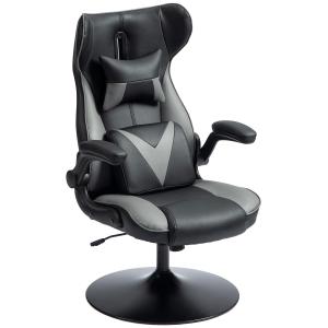 Gamingstol Kontorsstol Svart Grå av Konstläder och Metall för Kontor Ergonomisk med Vippfunktion 120 kg