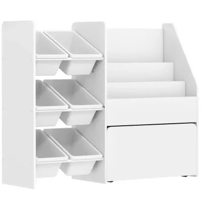 Förvaringshylla Barn med Lådor Vit MDF 100x30x80 cm