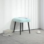 Fotpall Fotstöd Ljusblå av Kashmirlook och Stål för Vardagsrum Fyrkantig Pall Elegant Design